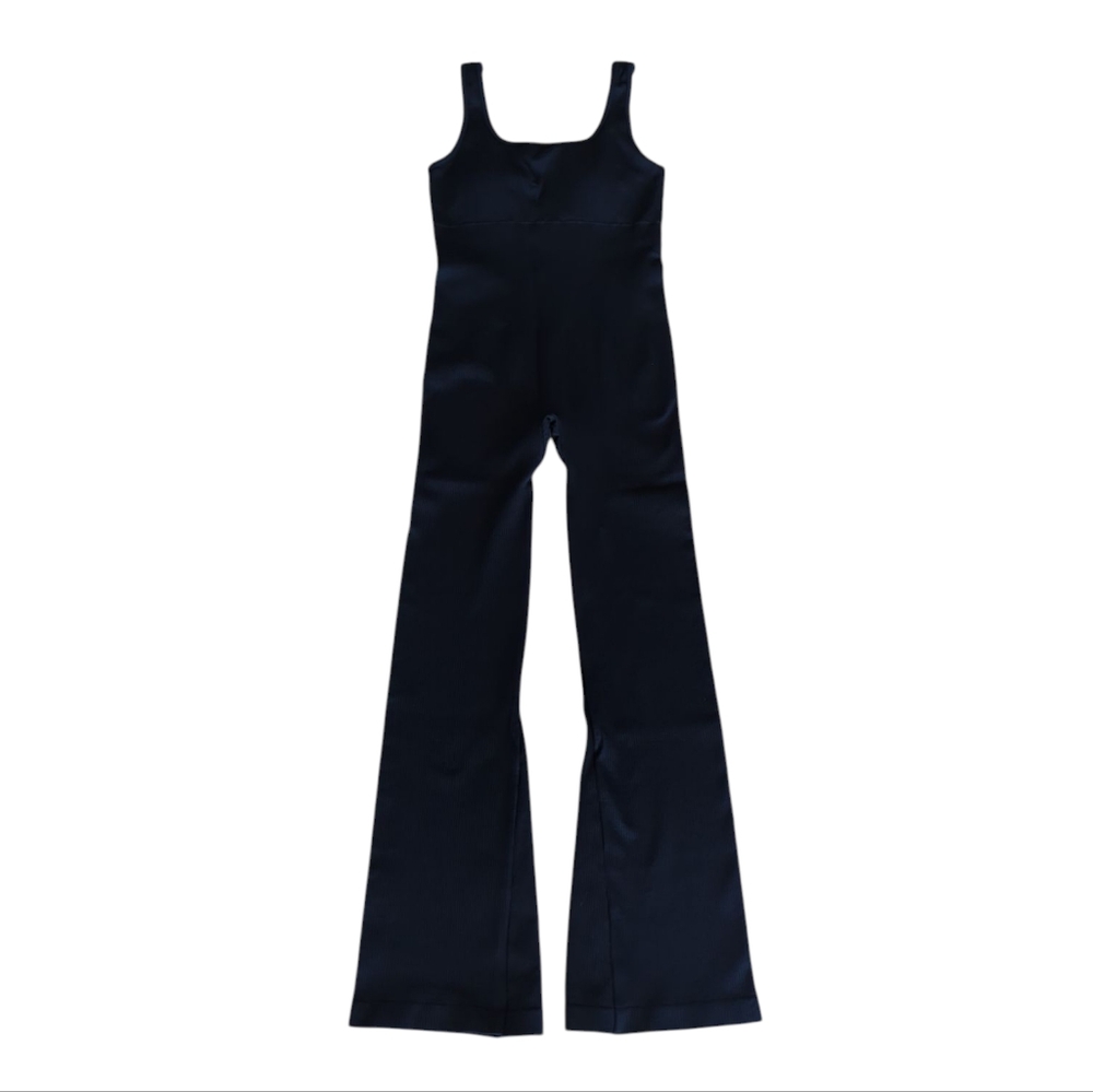 OQQ Ribbed Yoga Sleeveless Padded Bell Bottom Flare Jumpsuit MEDIUM Black - Picture 11 of 14